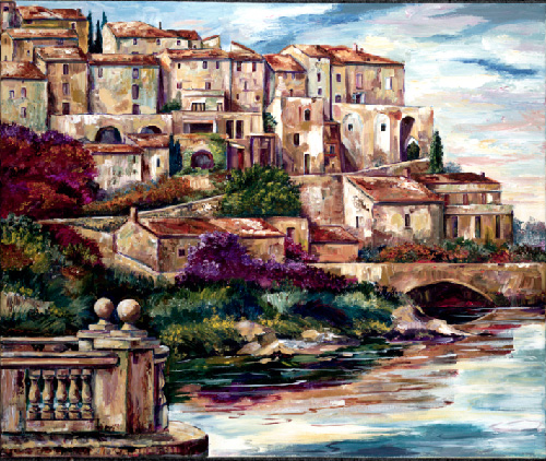 Portofino,  boats,  Mediterranean waterfront,  Italian,  original painting